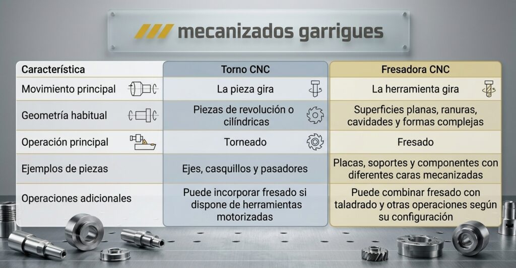 Comparación de Torno CNC o fresadora CNC